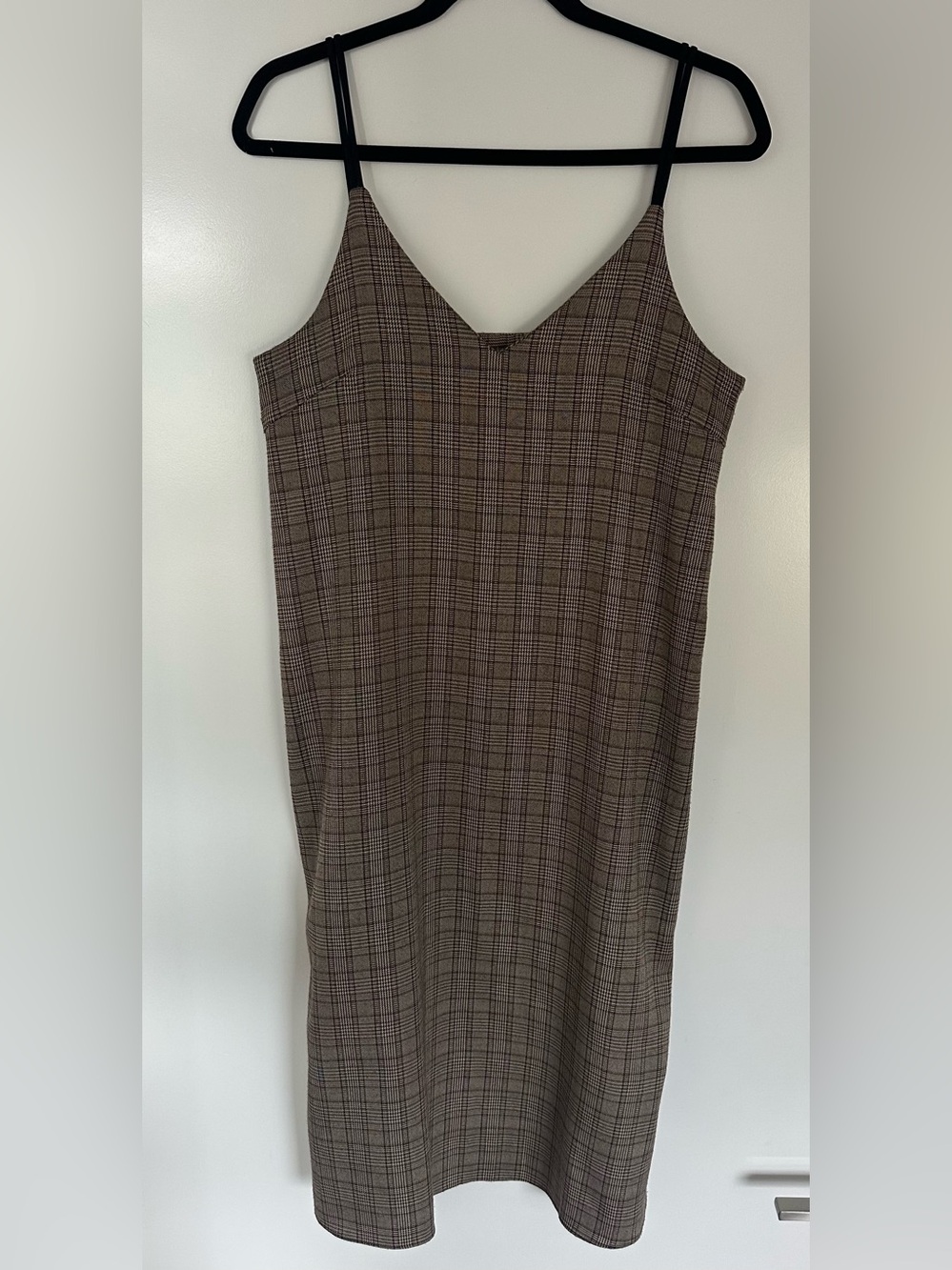 OAK + FORT Brown & Black Plaid Slip Dress / Jumper - Made in Korea - One Size